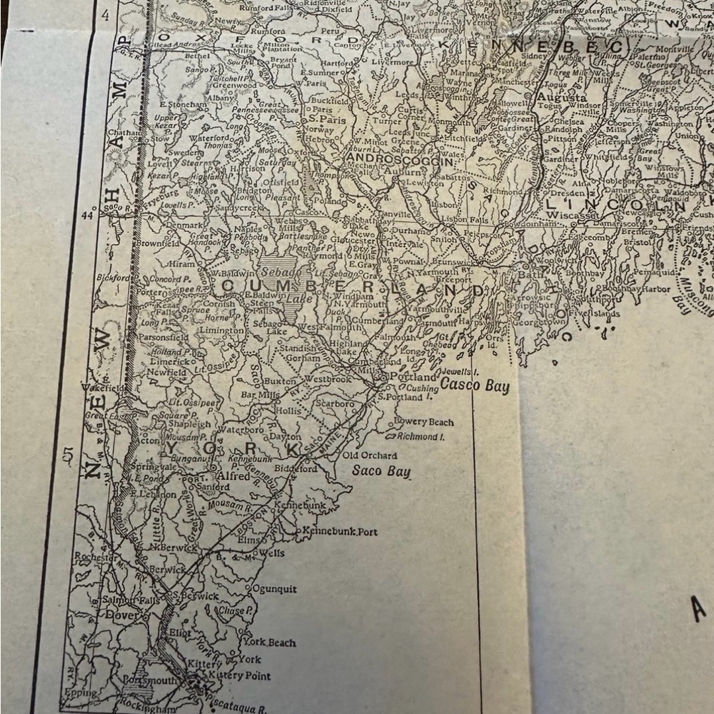 Antique/Vintage Map of Maine, Emery Walker Edition, Early 1900’s